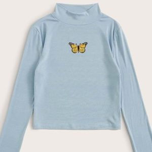 Long sleeve butterfly collard top